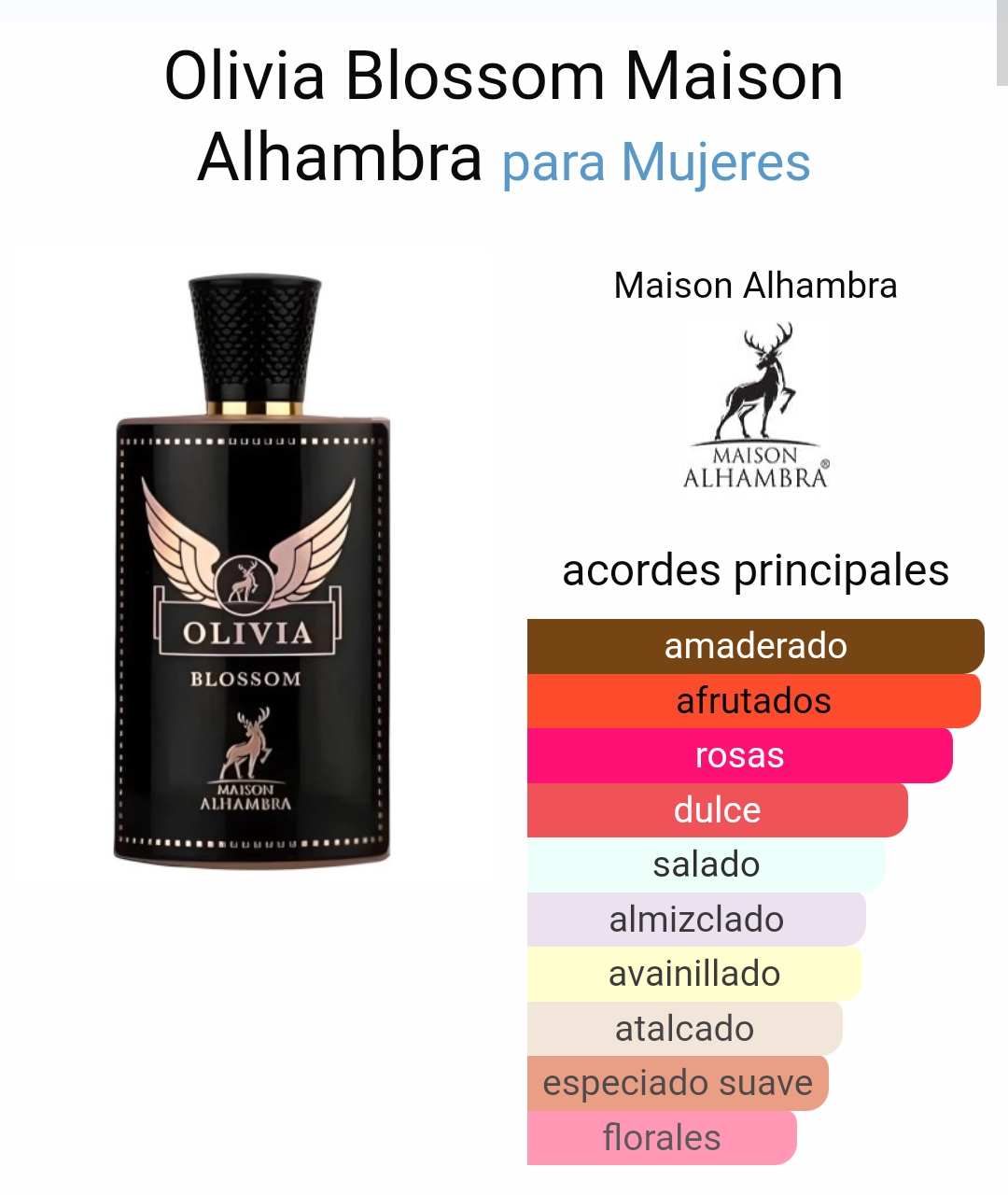 Olivia Blossom de Maison Alhambra Eau de Parfum Feminino 100ml - Imagem 2